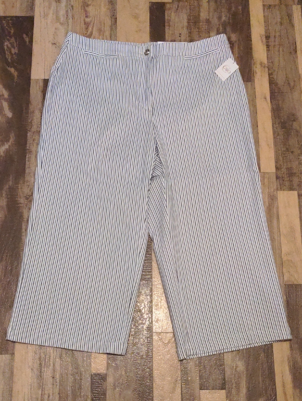NWT Cato Plus Size 18W Striped Wide Leg Crop Pants Blue White